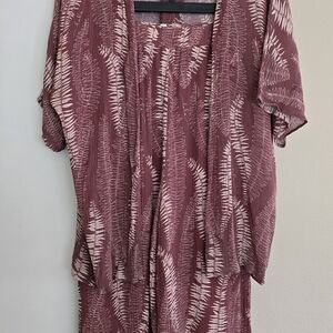 Simply Sisters Pants And Shirt Set. Elegant mauve Fern Print